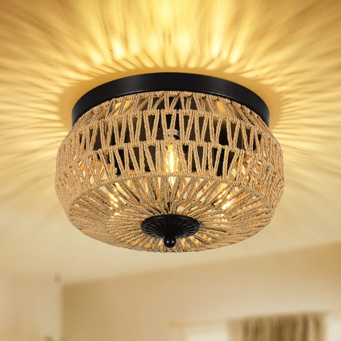Trongee 3Lights Rattan Flush Mount Wayfair